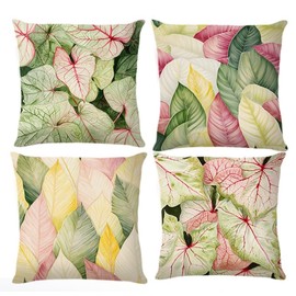 BAOKU Pink Roses and Butterfly Pattern Decorative Cushion Covers 18x18 Inch Throw Pillow Covers Soft Pillowcases for Sofa Bed Home Garden Patio Decor Set of 4