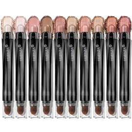 LUXAZA PRO Set De 10 Sombras De Ojos En Barra Naranja, Paleta De Sombras De Ojos En Crema Con Brillo Neutro Y Mate, Delineador Ahumado En Bronce...   