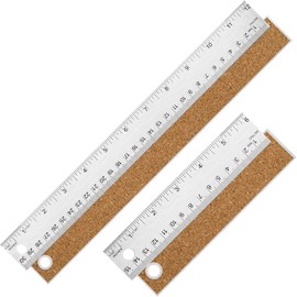 Metal Ruler with Cork Backing, 12 Inch Stainless Steel Rulers 12 Inch Metal Ruler 2 Pack- Imperial and Metric - Non-Slip Prevent Ink Leakage - for School Office Engineering Tools