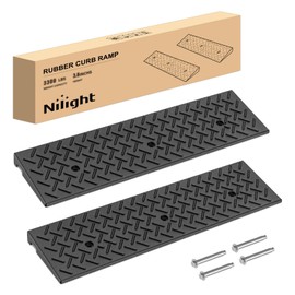 Nilight 1.6" Rise Curb Ramps, Heavy Duty Rubber Driveway Threshold Shed Ramp for Sidewalk Cars Lawn Mower Wheelchairs Motorcycles, 3300lbs Load Capacity