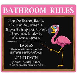 Venicor Flamingo Bathroom Decor Sign - 12 x 13 Inches - Aluminum - Pink Flamingo Gift Merch Wall Decoration Accessories