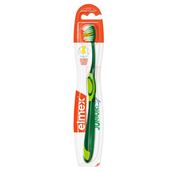 elmex Junior Toothbrush 6 - 12 Years, Pack of 1 - Children's Toothbrush, Soft, Rounded Bristles for Brushing Teeth While Changing Teeth