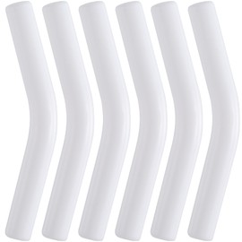 Lekgavd 6pcs Food-Grade Silicone Metal Straw Tips, Reusable Flex Elbow Straws Cover Replacement Tips, Soft Straw Toppers Kits for 8 mm Stainless Steel Metal Straws - White