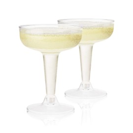 True Party Disposable Plastic Champagne Coupe Glasses Cocktail Set, Durable Home Wine Bar Accessories for Birthday Wedding, 5 oz Set of 20