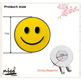 Adhere Golf Ball Markers Unique Soft Enamel Smile face Golf Ball Position Markers with A magentic hat Clips 2 sets