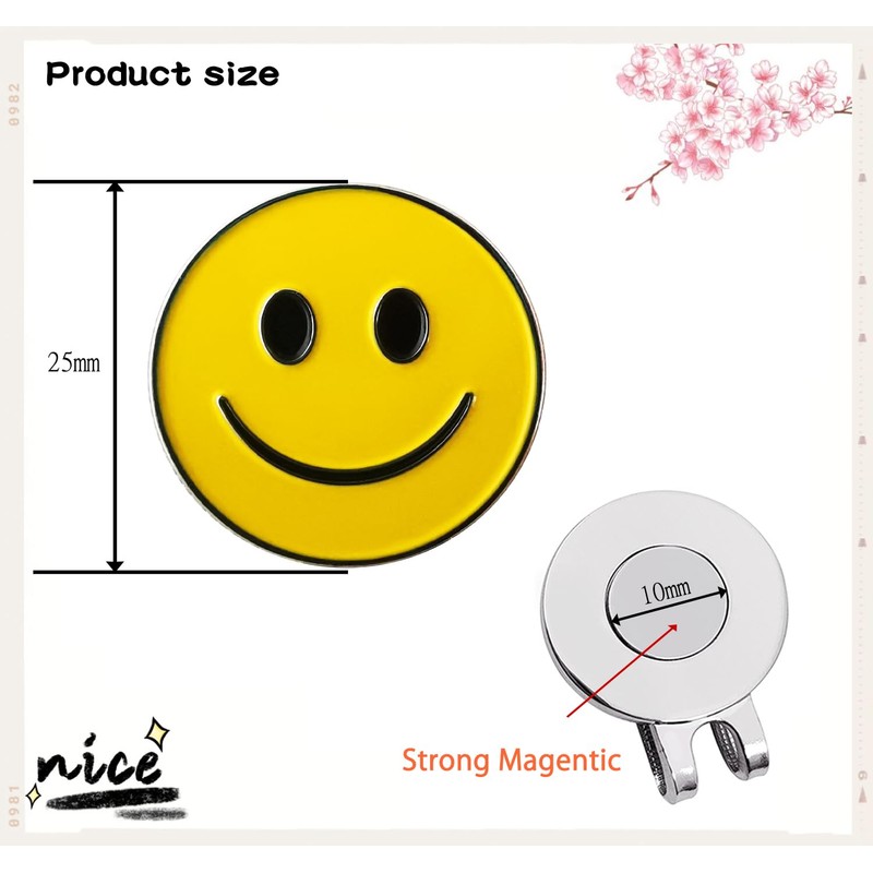 Adhere Golf Ball Markers Unique Soft Enamel Smile face Golf