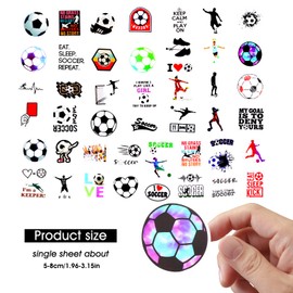 cobee Fußball Aufkleber, 50 Stück Sport Fußball Aufkleber Wasserdicht Wasserflaschen Fußball Vinyl-Aufkleber Fußball Geschenke für Teenager ästhetisch trendiger Aufkleber für Scrapbooking Laptop