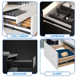 6 Inch Drawer Slides, Soft Self Close Full Extension Ball Bearing Drawer Slides, 3 Fold Full Stretch Side Mount for Small Drawers, Jewelry Boxes, Toolboxes (1 Pair-Black)