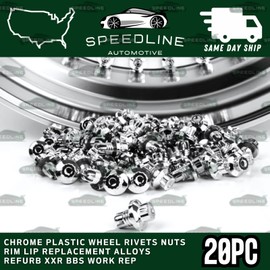 Speedline Automotive 20 x Chrome Plastic Wheel Rivets Nuts Rim Lip Replacement Alloys BBS Work Style