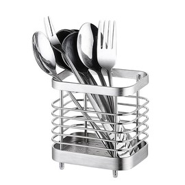 Kitchen Cutlery Holder, Stainless Steel Cutlery Utensils Cutlery Stand Wall Mounted Chopsticks Holder Basket for the Kitchen, No Drilling (Small Silver)