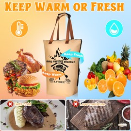 katoex BBQ Blanket for Resting Meat, Upgrade Brisket Blanket Meat Resting Blanket for Smoking, Insulated Meat Resting Bag Grilling Gifts for Men, with Wide Mouth & Handle for Large Brisket/Turkey