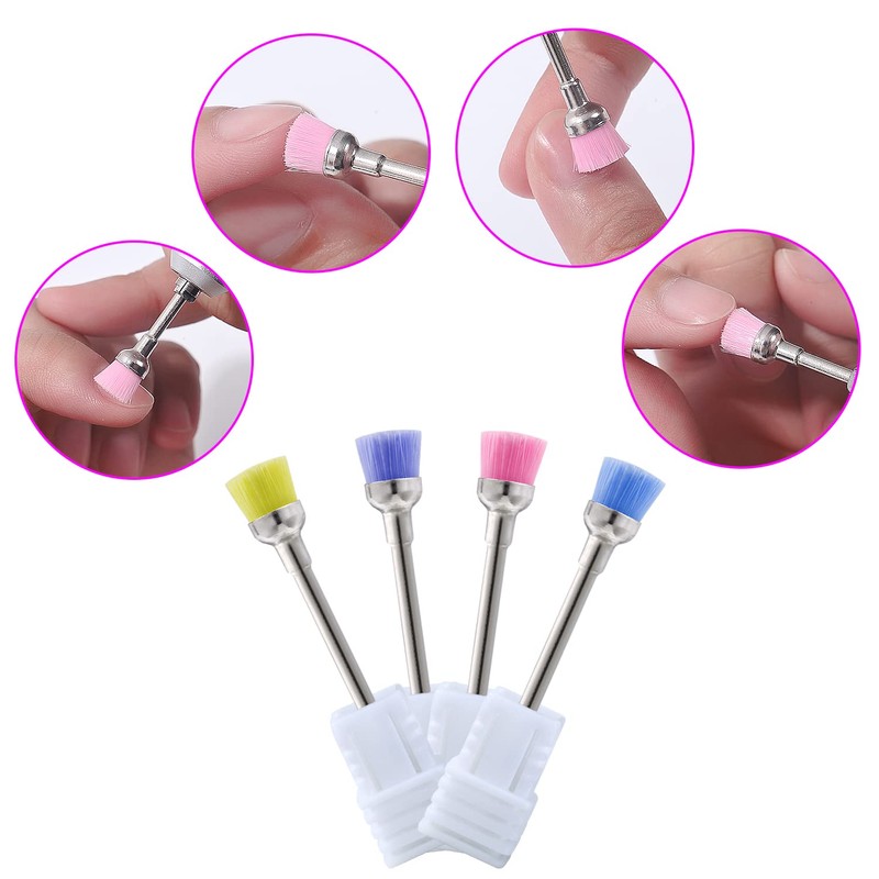 NMKL38 4PCS Nail Drill Bit Set Cleaning Brushes Professional Nail