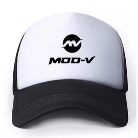 MOD-V Black Trucker Cap – Trucker Caps for Men, Mens Hat & Men's Trucker Cap, Mesh Back Hat with Structured Front, Adjustable Snapback, Breathable, Men's Caps Baseball, (UK, M, L, Black & White)