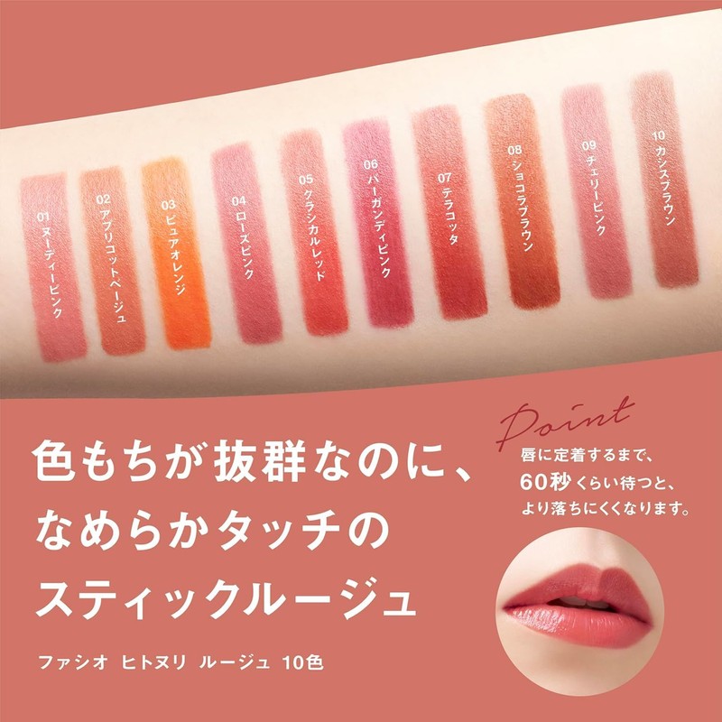 FASIO(ファシオ) Hitonuri Rouge 01 Nude Pink, 0.1 oz (3.8 g)
