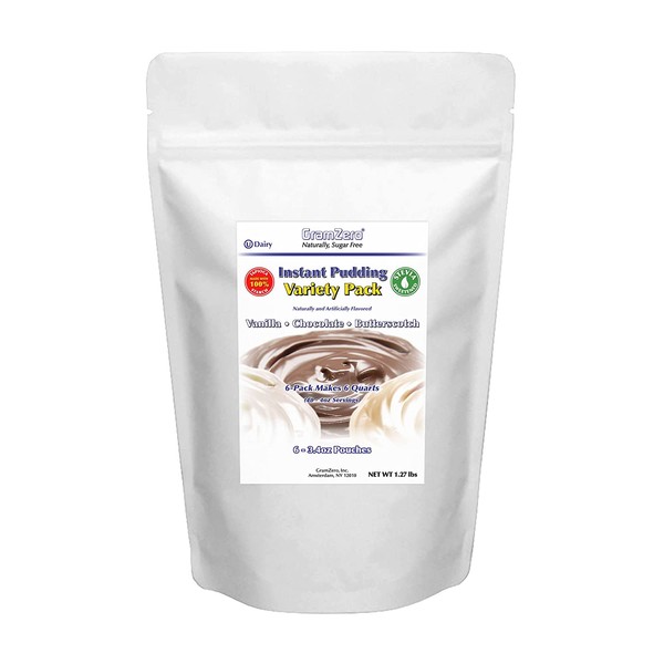 GramZero Variety Pack Pudding Mix, 6/1 QT Yield (48 - 4 oz servings), Stevia Sweetened, SUGAR FREE