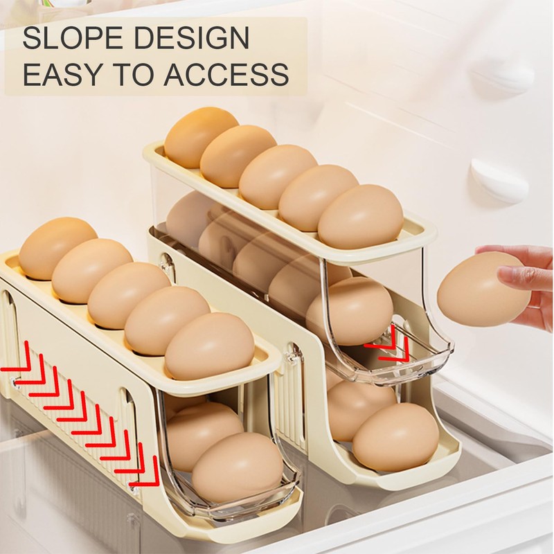 Egg Holder Fridge, Egg Slide for Fridge, Automatic Rolling Egg