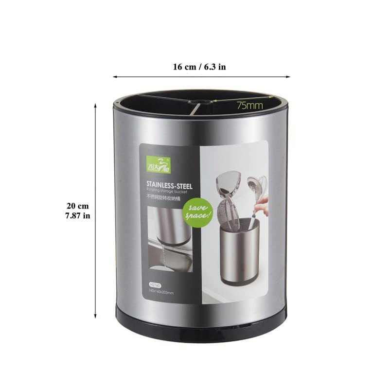 RedCall Stainless Steel Cooking Utensil Holder,360° Rotating Kitchen Utensil Holder,Extra