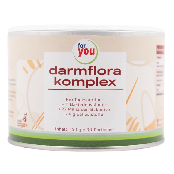 Intestinal flora complex, intestinal treatment with 11 bacterial strains, 22 billion germs per serving and 2 types of fibre: resistant extrin made of corn and acacia fibre, no additives, lactose, gluten-free