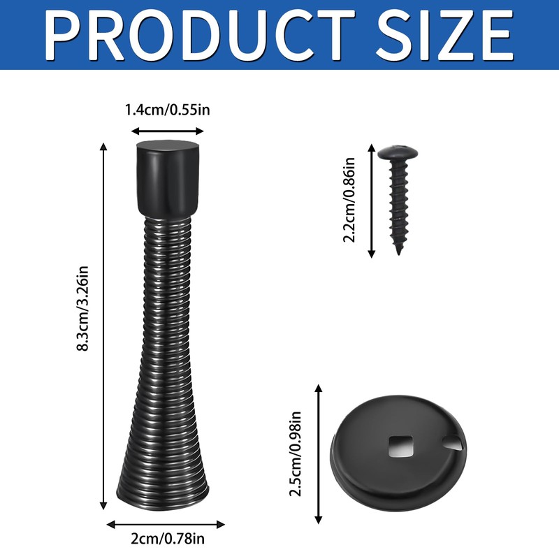 Spring Door Stopper, 12 Pcs 3-1/4 Inch Door Stop, Wall