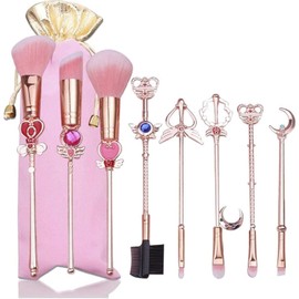 Makeup Brush, Makeup Brush, Eye Brush Set, Cute, 8 Piece Set, Fiber Bristle, Cosmetic Brush Set, Popular, Sailor Moon, Mobile Set, Makeup Tool Brush, Set of 8 (Best Gift) (pink)