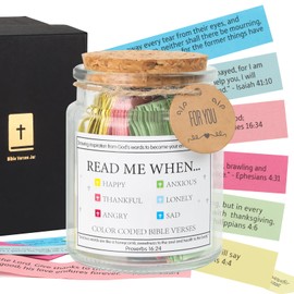 Bible Verse Jar, Read Me When Bible Verses Jar for Emotions and Feelings,The Hope Jar Bible Verses with 90 Color Coded Bible Verses Jar for Christian Easter Gifts