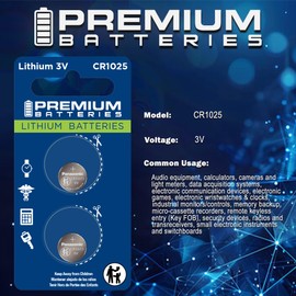 Premium Renata CR1025 Lithium 3V Coin Cell - Swiss Engineered High Capacity Batteries (2 Pack)
