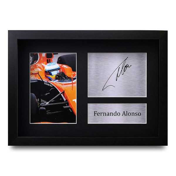 HWC Trading FR Fernando Alonso Gift Signed FRAMED A4 Printed