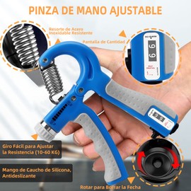 6 en 1 Ejercitador de Dedos y Mano, Fortalecedor de Agarre de Mano, Kit de Entrenamiento de Fuerza de Agarre de Mano, Entrenador de Fuerza de Agarre Kit de Entrenamiento para Desarrollo Muscular Azul