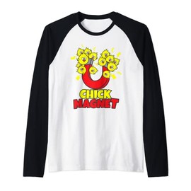 Men's Funny Easter Boys Chick Magnet Yellow Chicks Dig Me Raglan Baseball Tee