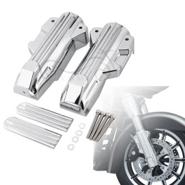 Unbranded Chrome Upper Fork Slider Accents Lower Fork Cover For Harley Electra Glide FLHTK