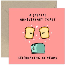 Old English Co. Fun 18th Wedding Anniversary Card for Couple – 'Special Toast' Pun Funny Cards for Him and Her - Anniversary Cards for Husband and Wife – 18th Anniversary Card | Blank Inside
