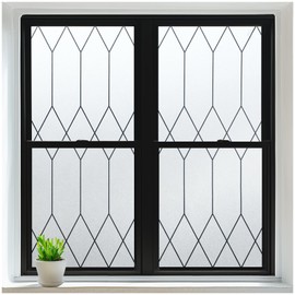 rabbitgoo Window Privacy Film for Glass Windows, Frosted Glass Cling with Decorative Moroccan Lattice, Removable Heat Control Sun Blocking Door Covering Sticker for Home Bathroom, 17.5 x 157.4 inches
