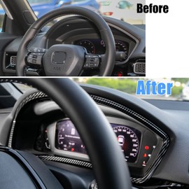 CKE Compatible with Honda Civic 2025 2024 2023 2022 Accessories Car Dashboard Cover Frame Center Console Cover Trim Interior Decoration Sticker for 11th Gen Civic -Carbon Fiber Style