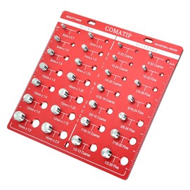 Nut and Bolt Thread Checker, Bolt Identifier Board, Bolt and Nut Identifier Gauge, Thread Checker Standard and Metric Screw Bolt Size and Thread Gauge with 14 Standard and 14 Metric Ruler(Red)