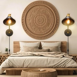 Plug in Wall Sconce, Antique Swing Arm Vintage Industrial Wall Light Fixture,Wall Mounted Light Wall Sconce Lighting, Wall lamp with Plug in Cord On Off Switch E26 Base for Bedroom Kitchen 2 PACK