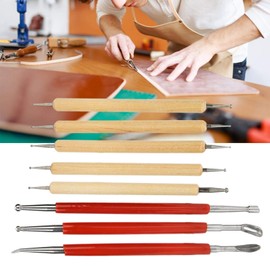8Pcs DIY Hand-Made Leather Craft Carving Stylus Tool Spoon Double Head Point Drill Pen Kit Set Stainless Steel Sculpting Set Convenient Steel Tip Tools for Pottery Modeling Smoothing Carving