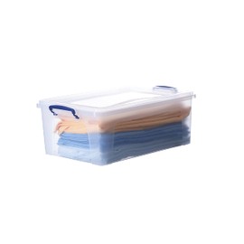 Superio Clear Storage Box with Lid, 22 Quart Plastic Container Bins for Organizing, Stackable Crate, Storage Bin Organizer for Home, Office, School, and College