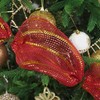 MEEDEE 10 Inch Mesh Ribbon Red and Gold Christmas Deco