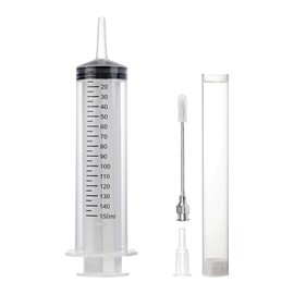 Syringes 150 ml, Large Plastic Syringe 150 ml, Reusable, Dosing Syringe with Stainless Steel Accessories, Plastic Syringe for Plant Watering, Animal Feeding, Laboratories, Scientific (150 ml, 1 Piece)