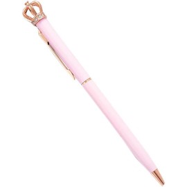 Pink Shiny Metal Crown Ballpoint Pen Cute Crystal Crown Ball Pens School Stationery Office Supplies Women Kids Girls Gift Pens and Refills
