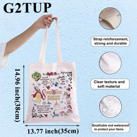 G2TUP Princess White Tote Bag Seven Dwarfs Fans Gift One Bite And All Your Dreams Princess Snow Shoulder Bag Evil Queen Merch (One Bite And TG)