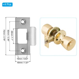 sourcing map Door Deadbolt Strike Plates Stainless Steel T Cam Block Door Locks Latch Strike Plate for Exterior Door Reinforce Security Silver Pack of 4