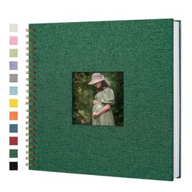 Yopih Linen Covered Scrapbook Photo Album, 12x12 Inches with Hardcover Kraft White Pages - Ideal for Travel, Wedding, Guest Book, Christmas, Baby Shower (40 Sheets/80 Pages)