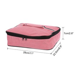 sourcing map Insulated Flat Lunch Bags, 11" x 8.9" x 2.8" Food Containers Bag Reusable and Portable Flat Bento Bags with Food Storage Bags for Work, Office or Picnic, Pink