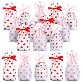 Boao 32 Pieces Valentine‘s Day Drawstring Candy Bags Heart Love Theme Candy Pouches Bags for Valentine‘s Day Wedding Party