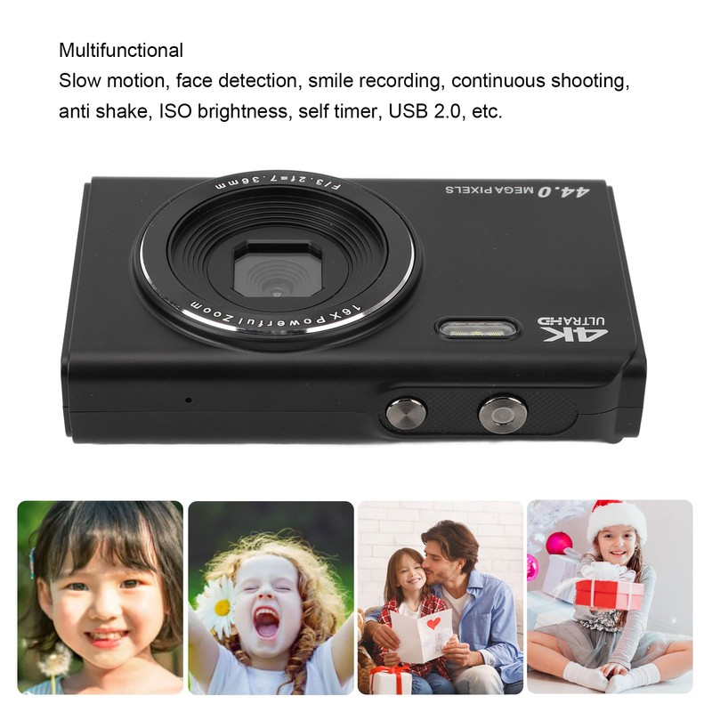 4K Digital Camera for Teens Kids 44MP 16X Digital Zoom