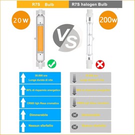 GFDYTG R7S LED 78 mm Dimmable Lamps, 20 W Rod Replacement for 200 W 78 mm Halogen Rod, R7S LED Warm White 3000 K COB Bulb, 2000 LM No Flickering, 360° Beam Lighting, AC 220-240 V, Pack of 2