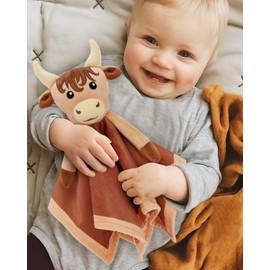 Gicoherero Highland Cow Baby Security Blanket for Boys-Cow Baby Lovey-Baby Boy Nursery Stuff-Gift for Newborn Boy Baby Shower