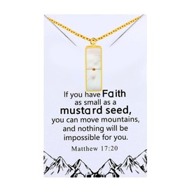 Oneress Shell Mustard Seed Faith Pendant Necklace Faith Can Move Mountains Bible Verse Mothers Valentines Day Gifts Free Exquisite Flower Box for Women Y4358 (Shell)