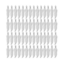 TBFYS 210PCS Feather Charms Bulk Alloy Feather Pendants Charms for DIY Earring Necklace bracelet Key Chain Jewelry Making (Antique Silver)